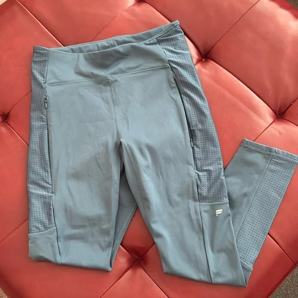 NWOT-Fabletics Motion365- Sleek Blue Ankle-Length Leggings - Picture 2 of 10